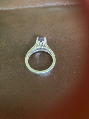 Silver Ring with Purple Gemstone Accent